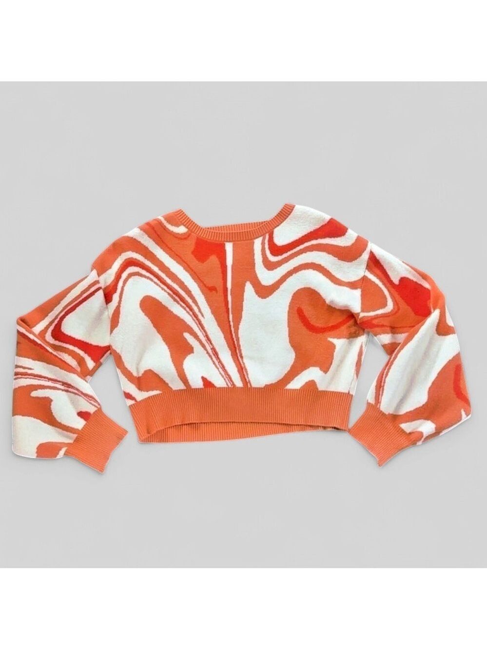 Altar’d State-orange and cream cropped sweater-size S-EUC